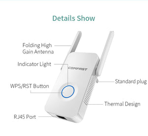 1200Mbps Extender Antenna Router Booster  WiFi Extender Repeater